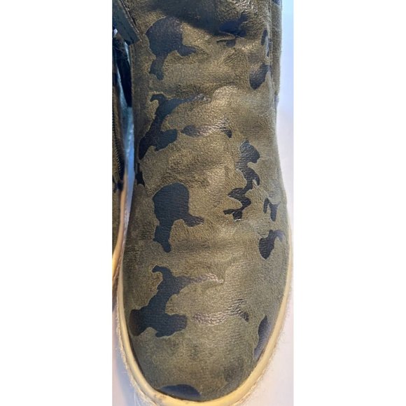 Women's Taj Fur Espadrille Boot Size 10 Green and Black Side Zipper Fur Lined - Picture 9 of 11